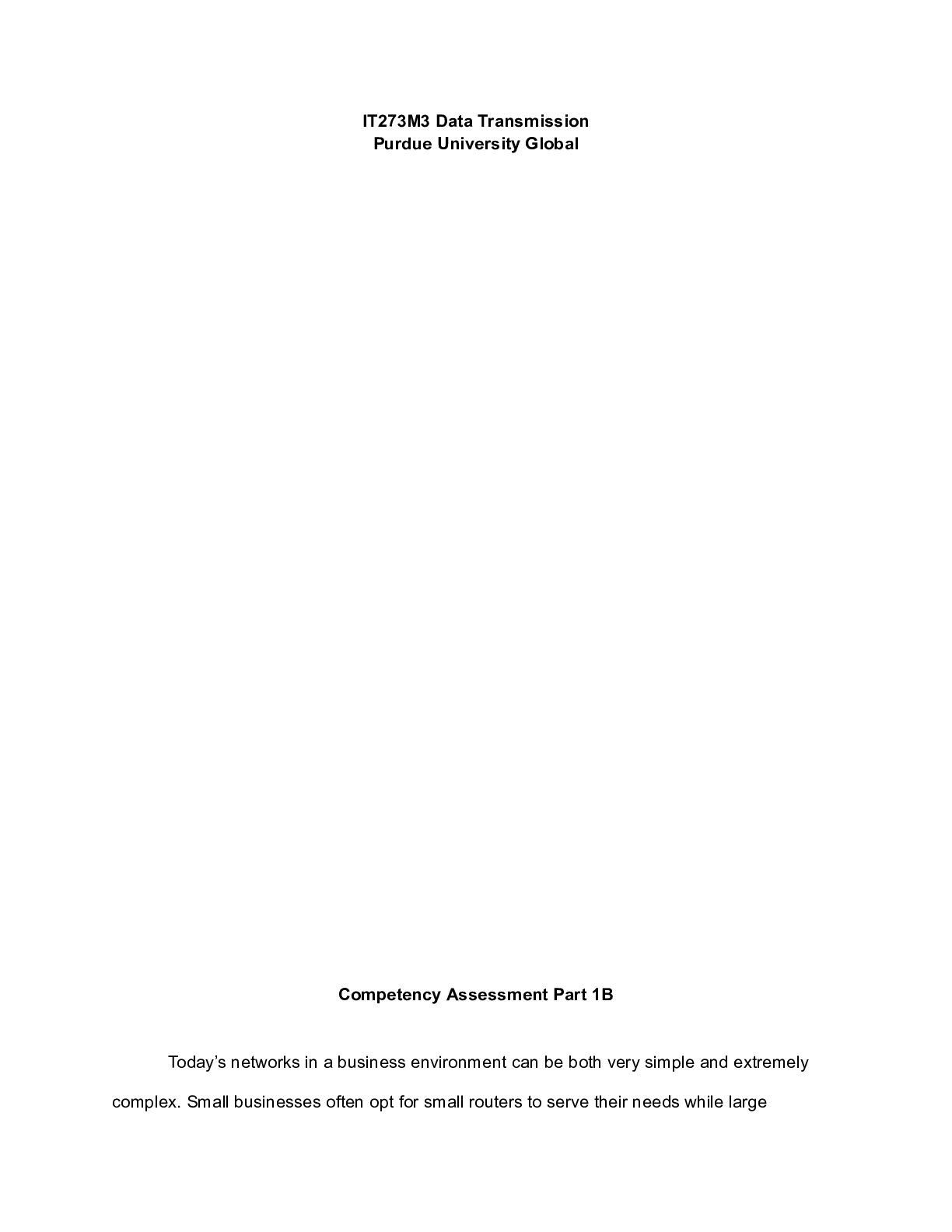 Preview image for IT273M3 DATA TRANSMISSION  COMPETENCY ASSESSMENT PART1B  IT273M3 Data Transmission   Purdu